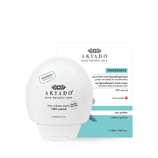 crème mains Tenderness 58ml, hypoallergénique, sans parfum, thé vert, protéines de blé, peaux sensibles