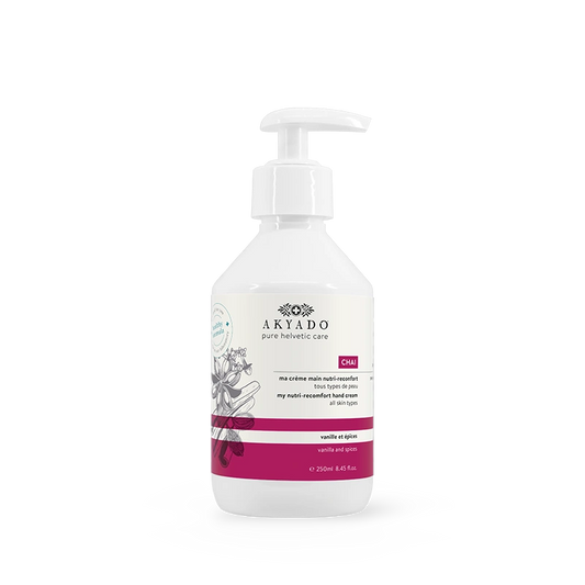 crème mains Chai 250 ml, parfum épicé, vanille, thé indien, hydratante, mains