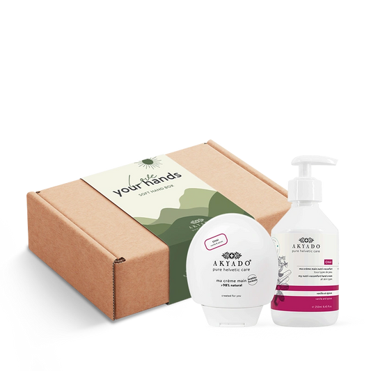 coffret Soft Hand Box, crème mains hydratante, peaux irritées, croissance des ongles, sans parabènes