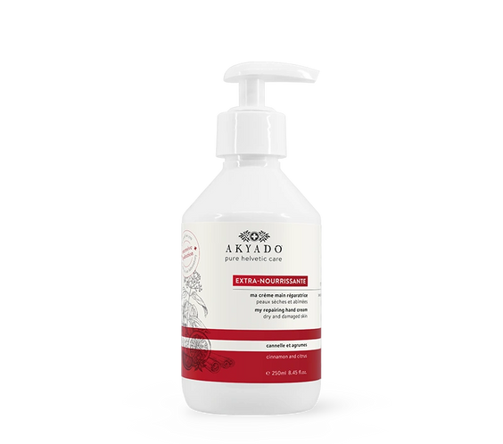 crème mains extra-nourrissante 250ml, hydratation profonde, régénérante, protection hivernale, peaux irritées