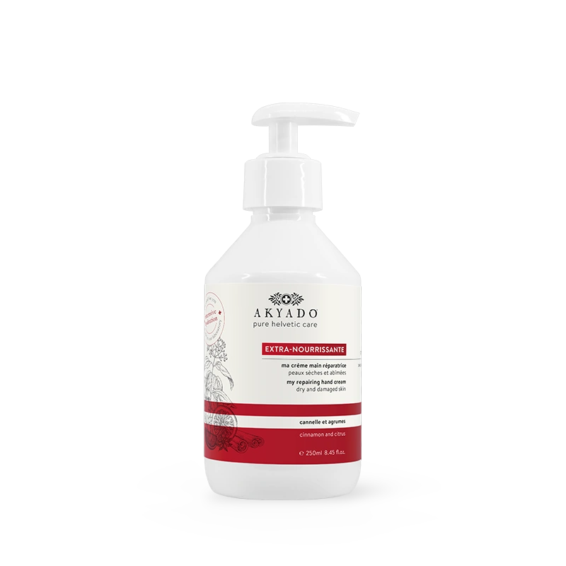 crème mains extra-nourrissante 250ml, hydratation profonde, régénérante, protection hivernale, peaux irritées