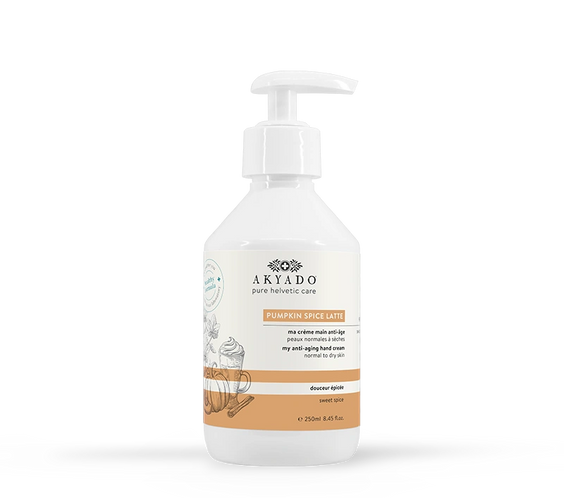 crème mains Pumpkin Spice Latte 250ml, citrouille, cannelle, muscade, hydratante, mains