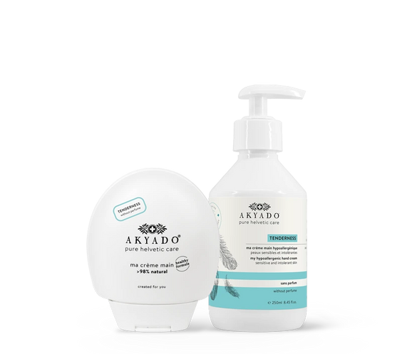 crème mains Tenderness duo pack, hypoallergénique, sans parfum, thé vert, protéines de blé, peaux sensibles