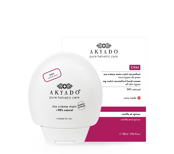 crème mains Chai 58 ml, parfum épicé, vanille, thé indien, hydratante, mains