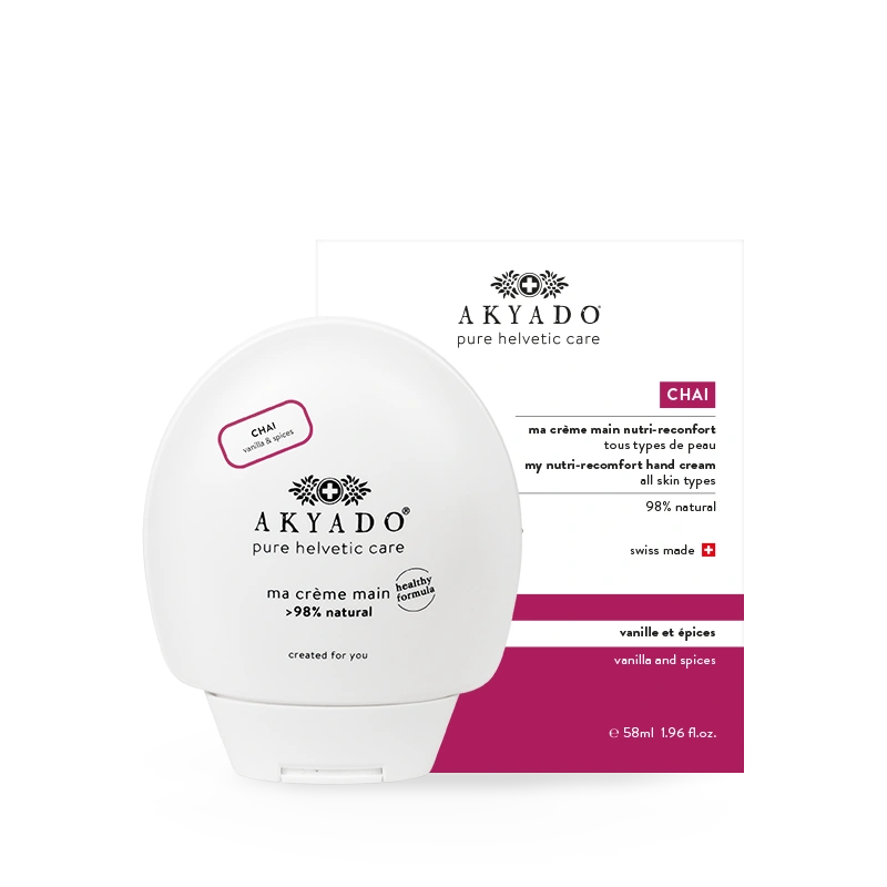 crème mains Chai 58 ml, parfum épicé, vanille, thé indien, hydratante, mains