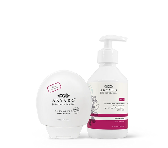 crème mains Chai duo pack, parfum épicé, vanille, thé indien, hydratante, mains