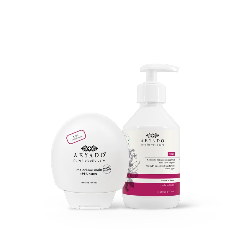crème mains Chai duo pack, parfum épicé, vanille, thé indien, hydratante, mains