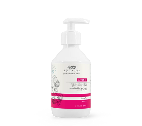 crème mains Smoothie 250 ml, framboise sauvage, hydratante, sans film gras, ongles