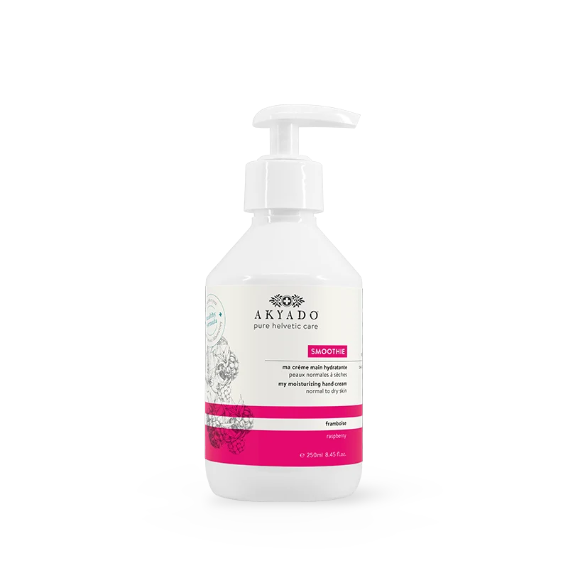 crème mains Smoothie 250 ml, framboise sauvage, hydratante, sans film gras, ongles
