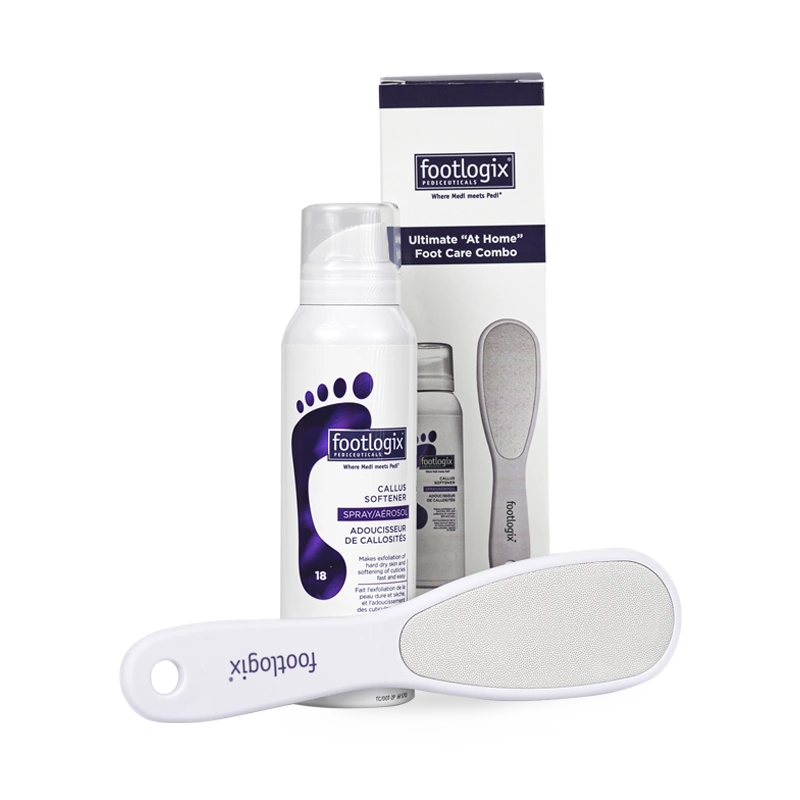 combo Footlogix, häusliche Fußpflege, Callus Softener, ergonomische Raspel, trockene Füße