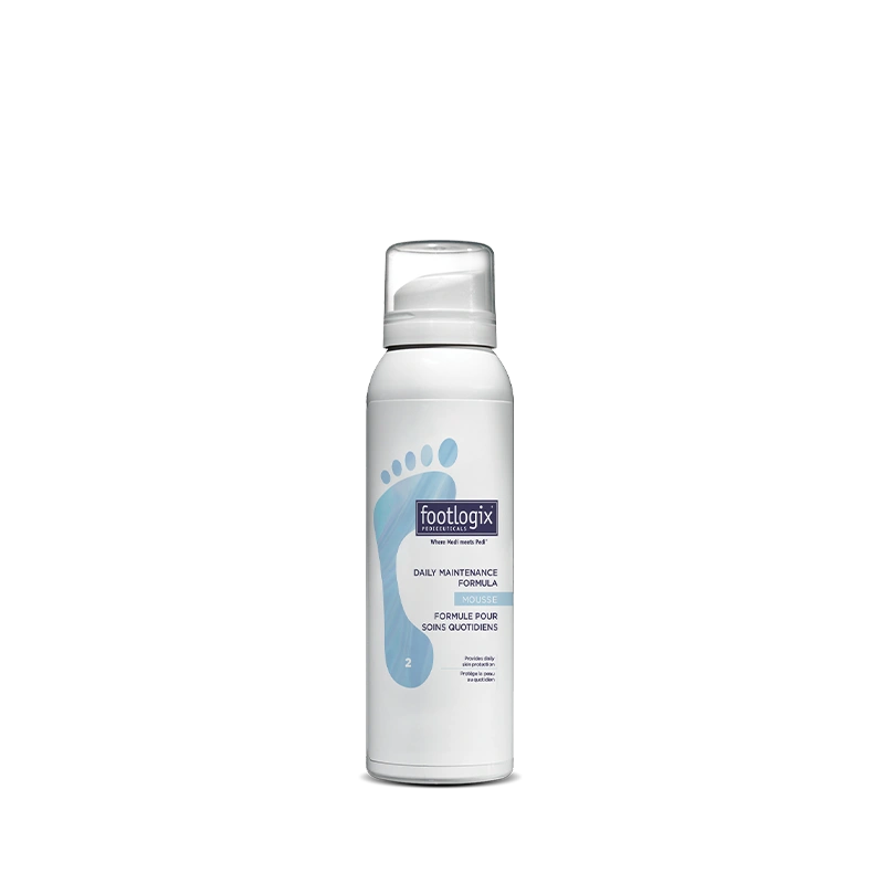 mousse Footlogix F2, soin quotidien, peaux normales à sèches, hydratant, pieds