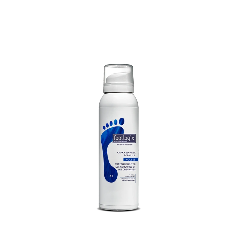 mousse Footlogix F3+, peau craquelée, pieds secs, callosités