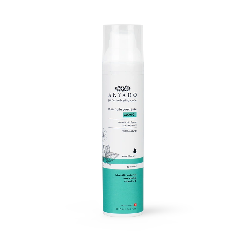 huile précieuse corps Monoï, fleurs de tiaré, fabriquée en Suisse, peau et cheveux, parfum exotique