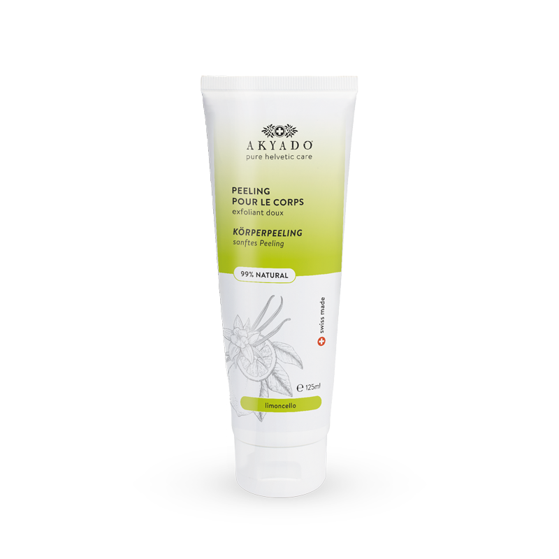 peeling corps Limoncello, exfoliant double grain, renouvellement cellulaire, éclat de la peau
