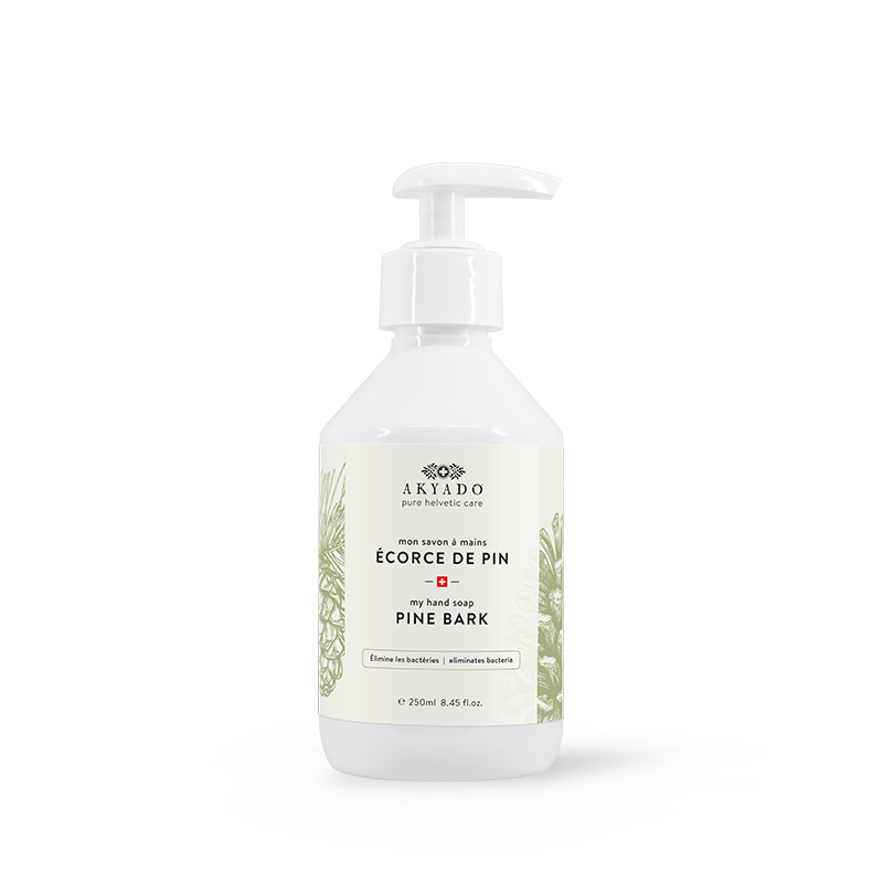Savon mains Écorce de Pin, texture crémeuse, nettoie sans dessécher, peaux sensibles
