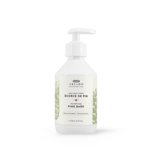 Savon mains Écorce de Pin, texture crémeuse, nettoie sans dessécher, peaux sensibles