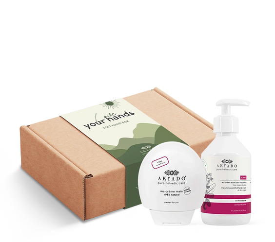 coffret Soft Hand Box, crème mains hydratante, peaux irritées, croissance des ongles, sans parabènes