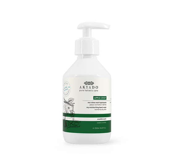  crème mains Apple Crisp 250ml, pommes caramélisées, épices chaudes, hydratante, naturelle, fabriquée en Suisse