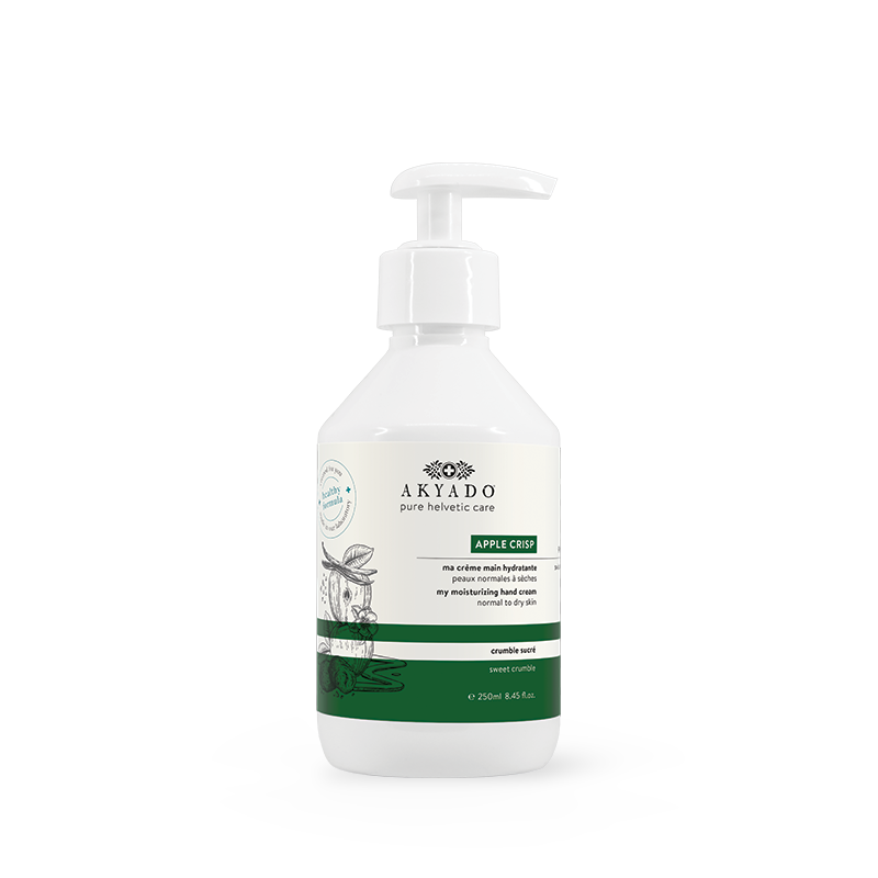  crème mains Apple Crisp 250ml, pommes caramélisées, épices chaudes, hydratante, naturelle, fabriquée en Suisse