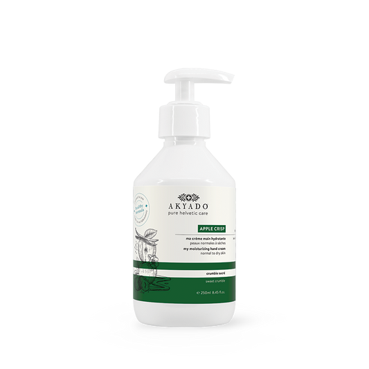  crème mains Apple Crisp 250ml, pommes caramélisées, épices chaudes, hydratante, naturelle, fabriquée en Suisse